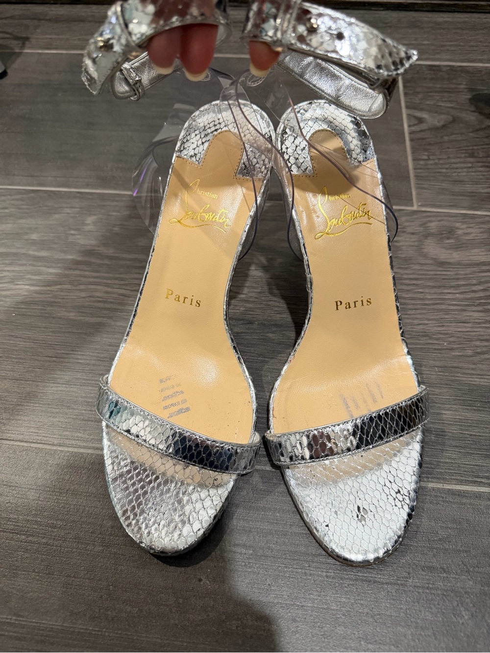 Christian Louboutin “T-strap Snakeskin-Effect” sandal